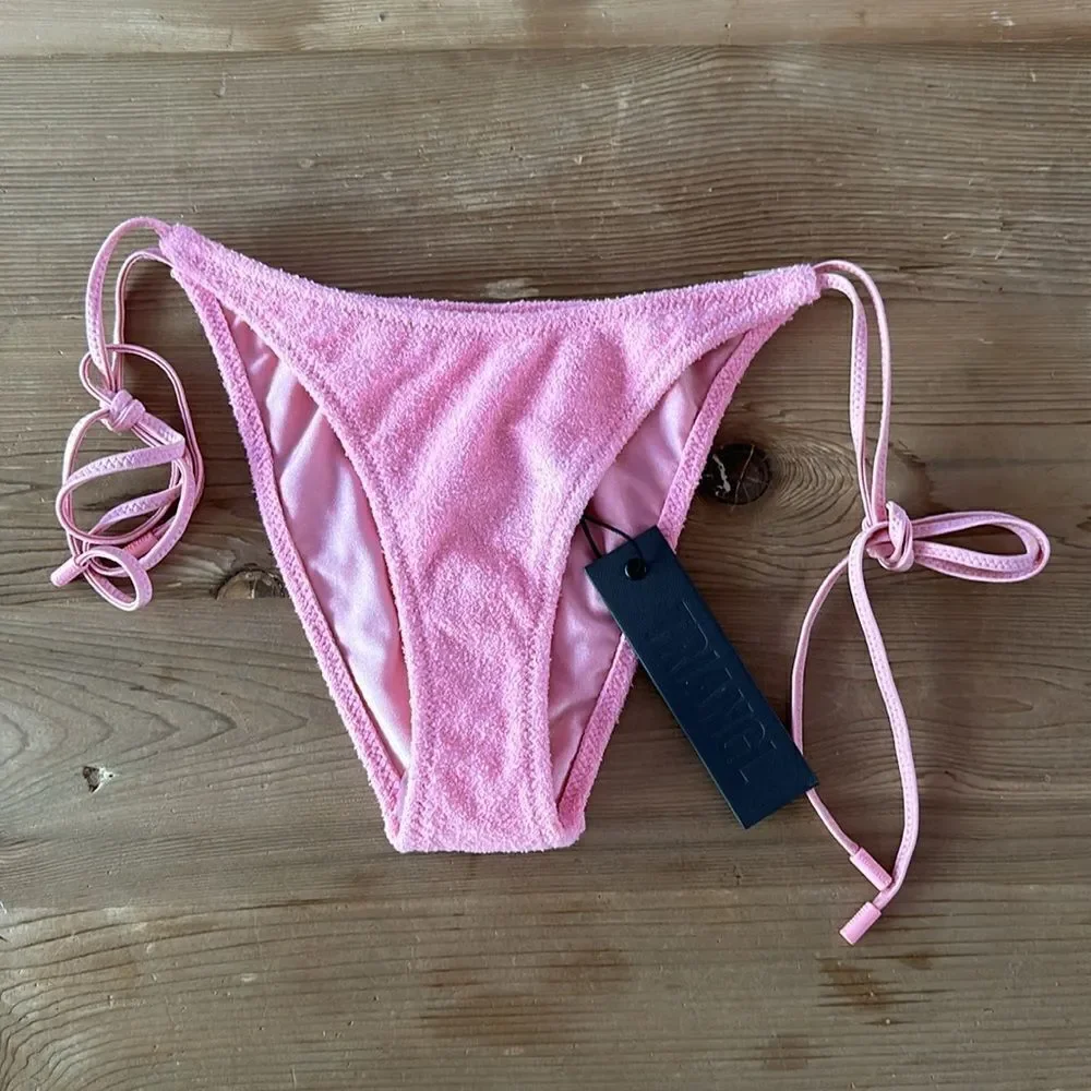 triangl swimwear Pink Terry Cloth Bandeau & Tie Bikini